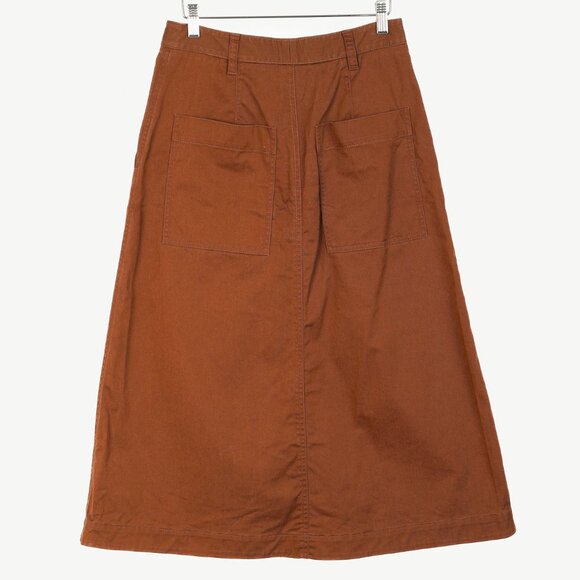 Tibi Cococa Brown Organic Cotton Twill Maxi Aline Skirt - Picture 3 of 11